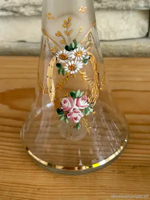 Alte Jugendstil Glasflasche mit 4 Gläschen Bild 4