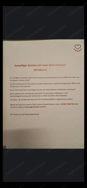 Freiwilliges Soziales Jahr   Zivildienst 