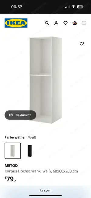 IKEA METOD Korpus Hochschrank, weiß, 60x60x200 cm