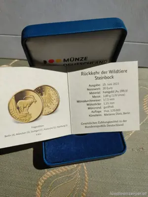 Rückkehr der Wildtiere Steinbock 20 euro goldmünze Bild 4