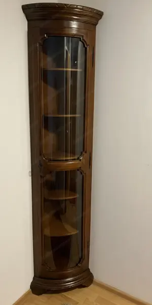 Eckvitrine Vollholz Glas mit 6 Fächern