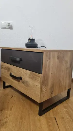 2 Nachttische | Holz mit Metall Bild 2
