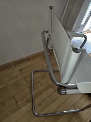 Stahlrohr-Sessel Freischwinger weiß 4 Stück  Bild 2