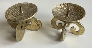 Messingset Leuchter mit Kerzen, Mörser, Schale mit Deckel, Kerzenständer, Vase Vintage Bild 9