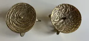 Messingset Leuchter mit Kerzen, Mörser, Schale mit Deckel, Kerzenständer, Vase Vintage Bild 10
