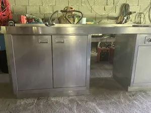 Edestahl-Küche Gastro-Küche Outdoor-Küche mit 325 cm langer Arbeitsplatte, Doppelspüle, Kochplatten Bild 6