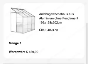 Gewächshaus neu orginal verpackt