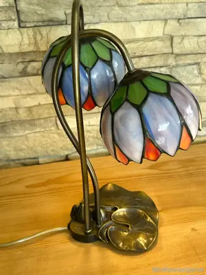 Vintage Tischlampe Tiffanystil 50er Jahre Bild 3