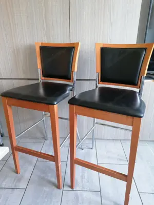 2 Barocker zusammen 55      Leder - Edelstahl - Holz, H 110 cm, T + B 46 cm, gebraucht zu verkaufen  Bild 3