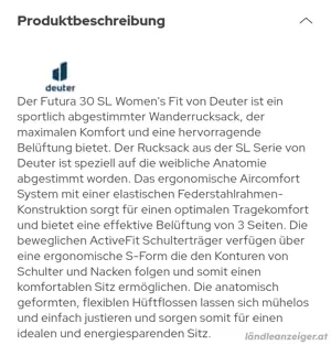 Wanderrucksack Deuter 30 SL
