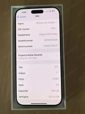 Verkaufe Iphon 16 pro Max 256 GB Bild 5