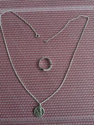 Siberkette mit Anhenger unt  Ring 925 silber L,50 cm  28,00e 