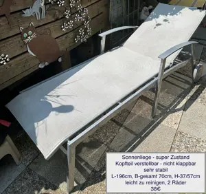 Sonnenliege Liegestuhl rostfrei, mit Räder
