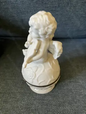 Engel mit Violine von Kroemer Keramik weiß Vintage Bild 2