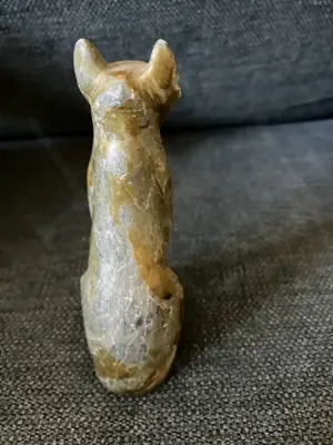Katzenfigur ägyptisch aus Stein geschnitzt grau Bild 3