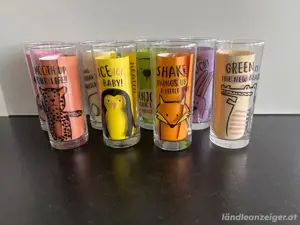8 Trinkgläser mit Motiven