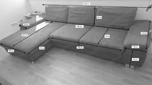 Modernes Ecksofa 325 cm, Dunkelgrau mit Stauraum