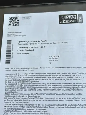 2 VIP Karten  Fliegender Holländer  im Steinbruch von St. Margarethen im Burgenland am 17.07.25 Bild 2