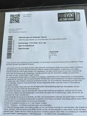 2 VIP Karten  Fliegender Holländer  im Steinbruch von St. Margarethen im Burgenland am 17.07.25
