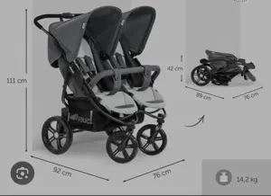 Geschwister-Kinderwagen Roadster Duo SLX - Grey Silver Bild 6