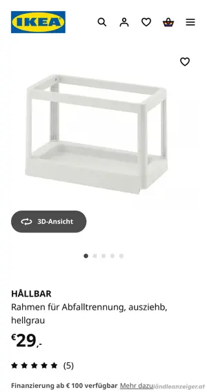 NEU ikea HALLBAR Rahmen für Abfalltrennung, ausziehb, hellgrau Bild 3