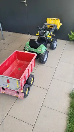 Trettraktor Deutz Agatron mit Lufträder Rolly Toys u Anhänger Rolly Container Bild 2