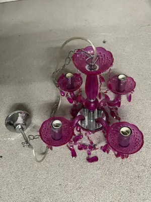 Kronleuchter Lampe Luster 4-flammig pink Bild 5