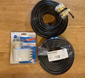 SAT-Komplettpaket   Octo-LNB + 2x Koax-Kabel (je 50 m)   NEU