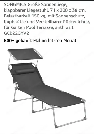 Sonnenliege extra gross für mehr Gewicht.