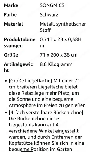Sonnenliege extra gross für mehr Gewicht. Bild 2