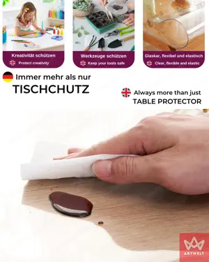 Artwelt Premium transparente Tischfolie   Nach Maß gefertigt & direkt mit DHL geliefert  Bild 2