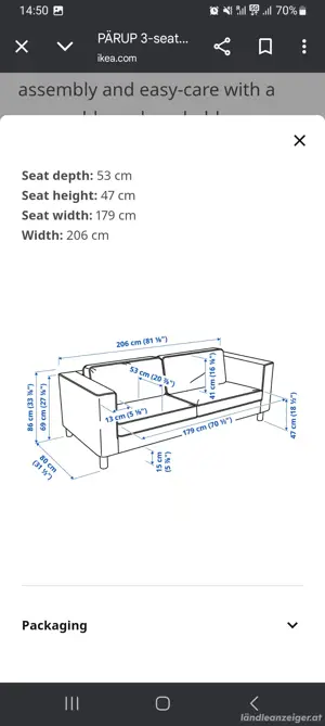 PÄRUP Ikea 3er Sofa  Bild 4