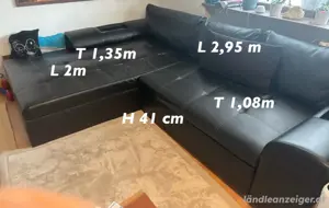 Schwarzes Ecksofa mit Schlaffunktion & Stauraum Bild 2