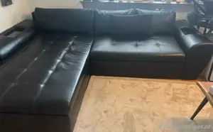 Schwarzes Ecksofa mit Schlaffunktion & Stauraum Bild 3