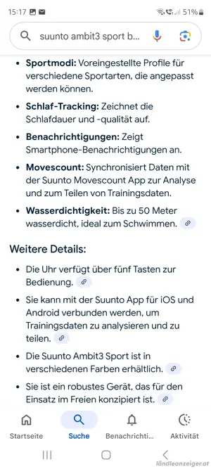 Sport Uhr Suunto Ambit3 Sport Blue Bild 4