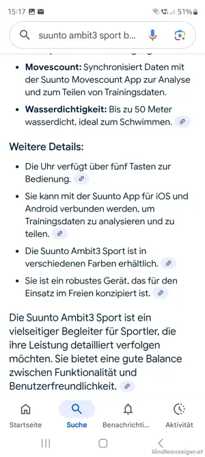 Sport Uhr Suunto Ambit3 Sport Blue Bild 2