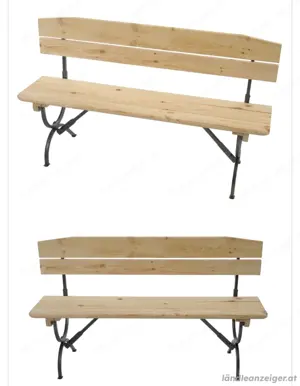 2 Gartenbänke 180 cm mit Lehne   massiv, klappbar Bild 4