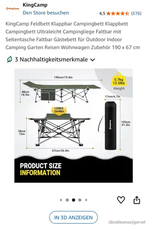 KingCamp Campingbett Klappbett Bild 2