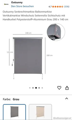 Balkonmarkise  Vertikalmarkise Sichtschutz Bild 2