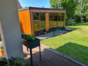 GardenAndPoolsCom Garten Sauna Hütte Outdoorsauna Saunahaus Horizint House 4 m inkl.Ofen Ruhe Raum  Bild 10