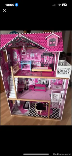 KidKraft Amelia Puppenhaus aus Holz mit Möbeln und Zubehör, Spielset mit Balkon .