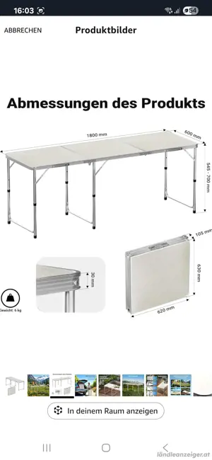 Campingtisch klapptisch