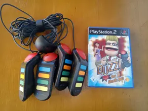 Playstation 2 Buzz Spiel und Kontroller 
