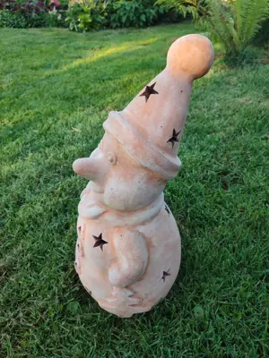 Schneemann Gartenzwerg groß Höhe 50 cm Terrakotta Ton Garten Deko Dekoration Bild 2