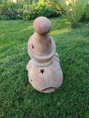 Schneemann Gartenzwerg groß Höhe 50 cm Terrakotta Ton Garten Deko Dekoration Bild 3
