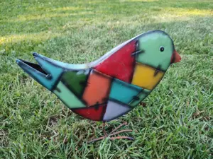Vogel bunt Metall Dekoration Garten Spatz Bild 2