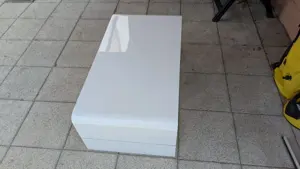 Beistelltich oder Wohnzimmertisch weis mit Glasplatte Bild 3