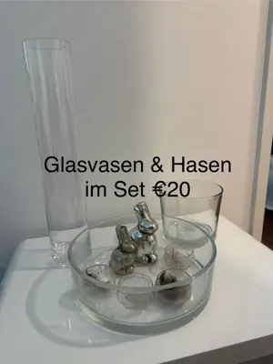 Obstschale und Vasen aus Glas im Set Bild 2