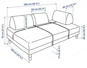 Bettsofa Flottebo Ikea 120 x 200 cm grau Couch Sofa Bett Bild 2