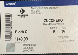 Zucchero Konzertkarte 